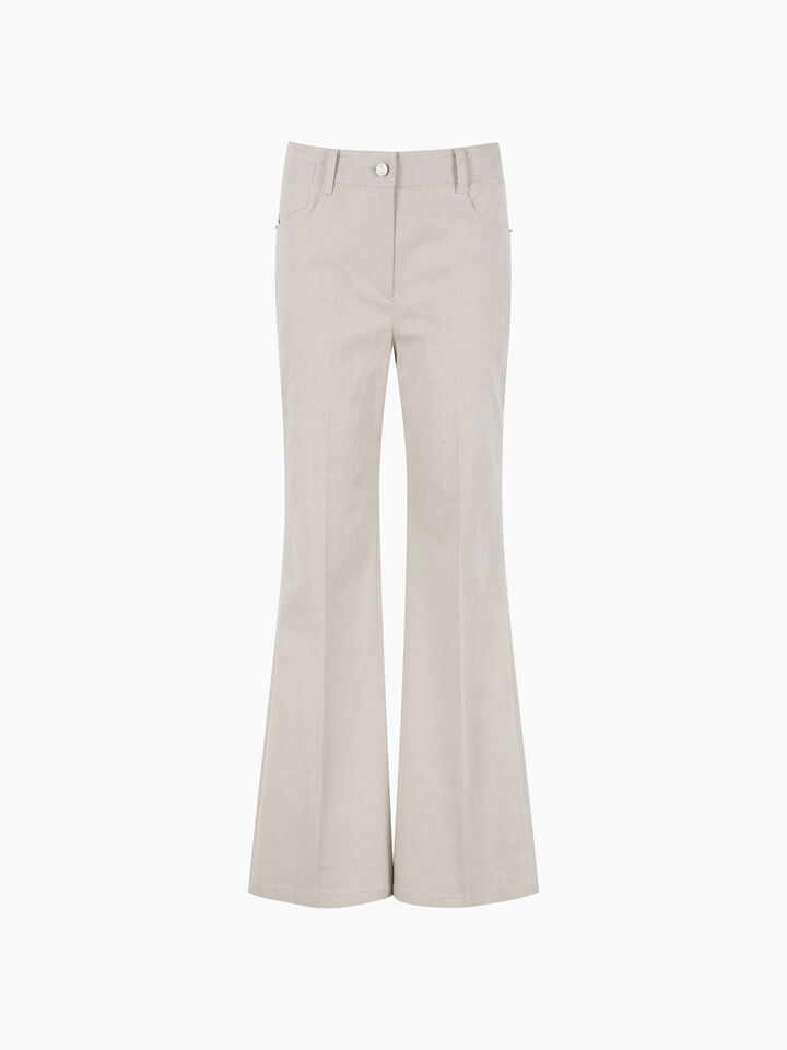 Beige flared denim trousers  - sisley k pantaloni palazzo - Beige | Sisley K image number 1